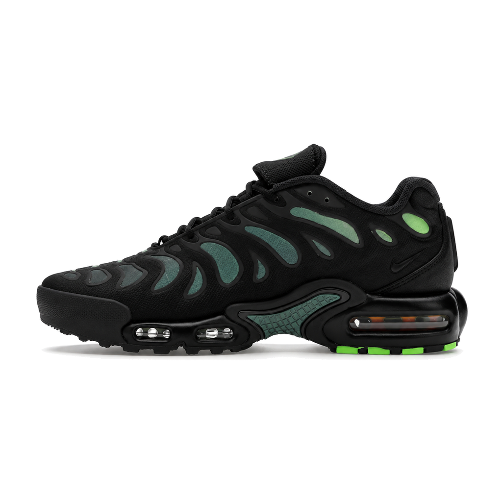 Nike TN Drift Black Volt patike – bočni prikaz na bijeloj pozadini